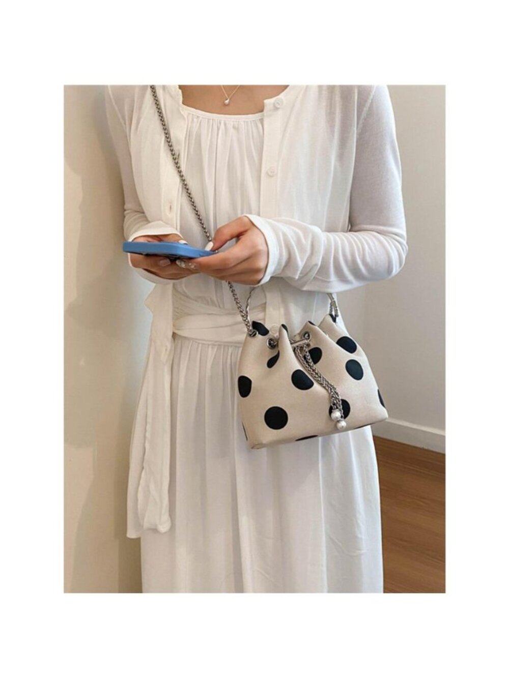 Polka Dot Bucket Crossbody Bag